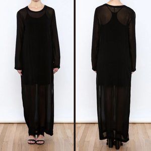 Lacausa Sheer Long Sleeve Maxi Dress Black Small